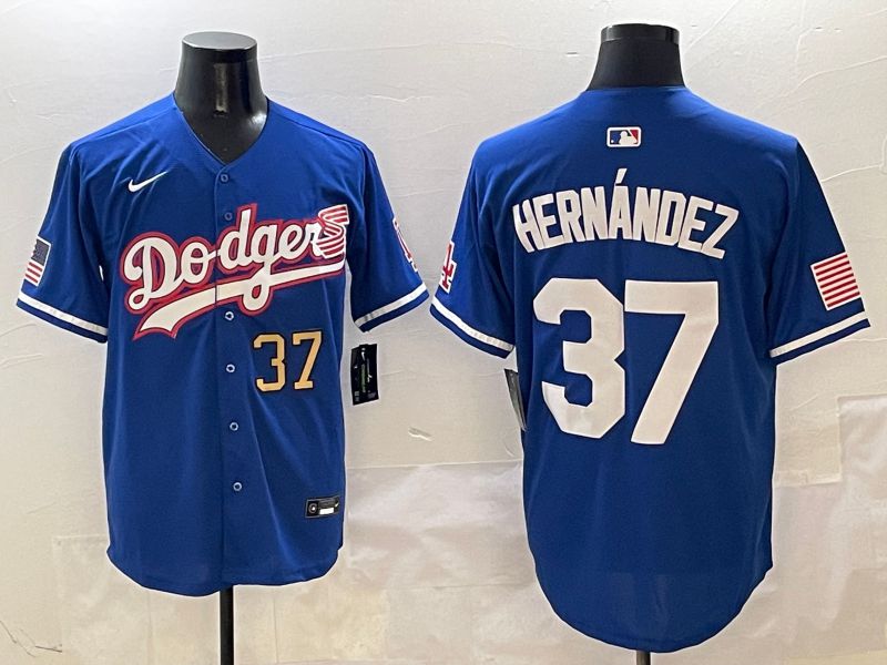 Men Los Angeles Dodgers #37 Hernandez Blue Second generation Joint Name Nike 2025 MLB Jersey style 2->los angeles dodgers->MLB Jersey